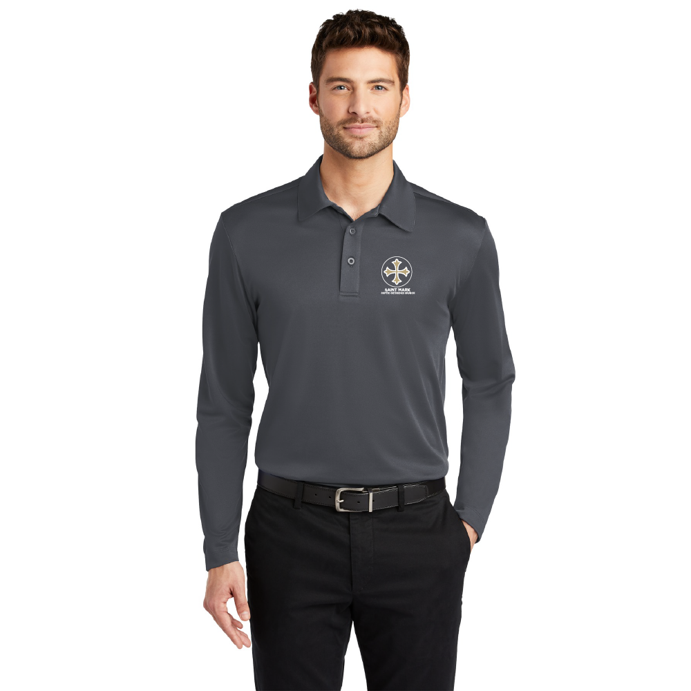 St. Mark Men's Long Sleeve Performance Polo Shirt