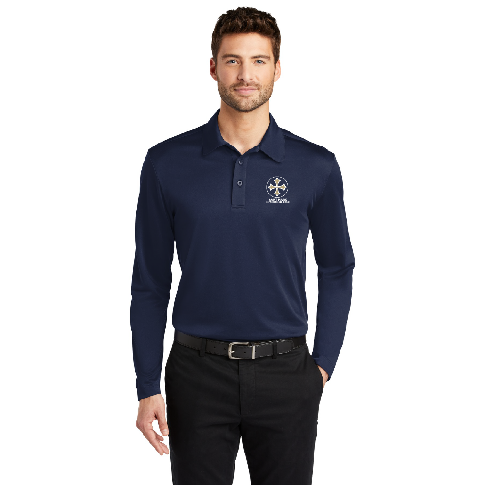 St. Mark Men's Long Sleeve Performance Polo Shirt
