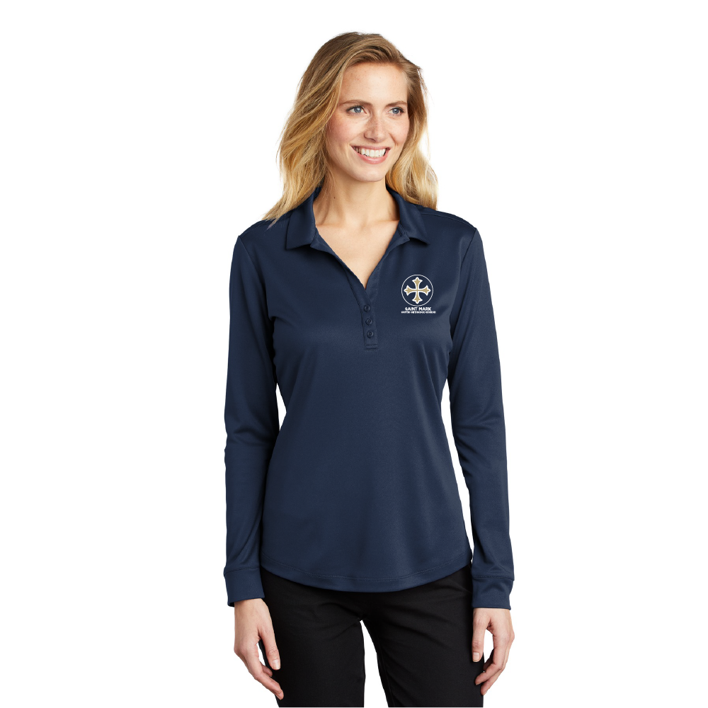 St. Mark Ladies' Long Sleeve Performance Polo Shirt