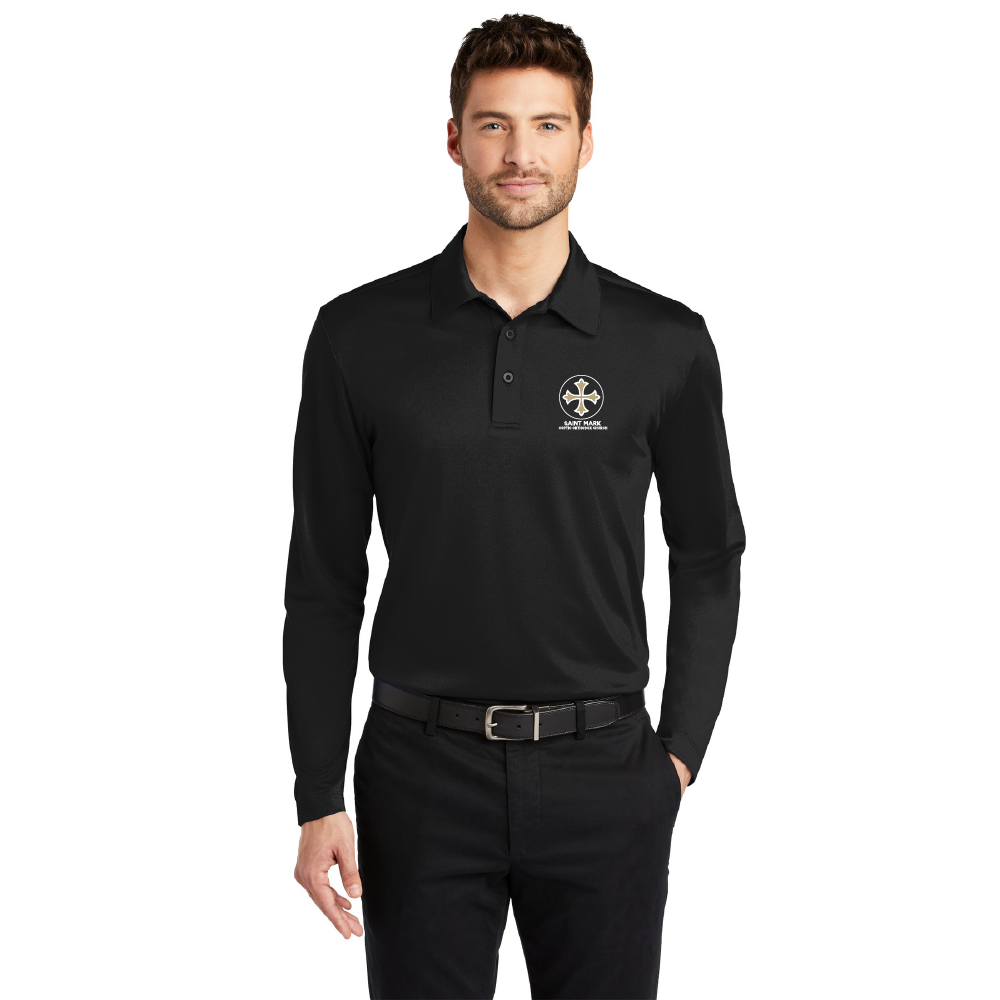 St. Mark Men's Long Sleeve Performance Polo Shirt